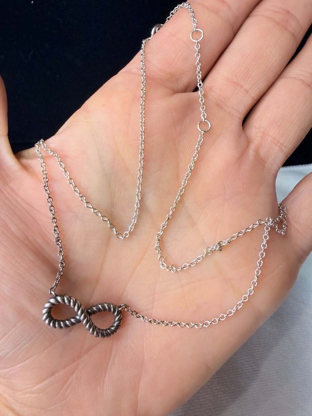 Sun 925 Sterling Silver Rope Infinity Symbol Necklace